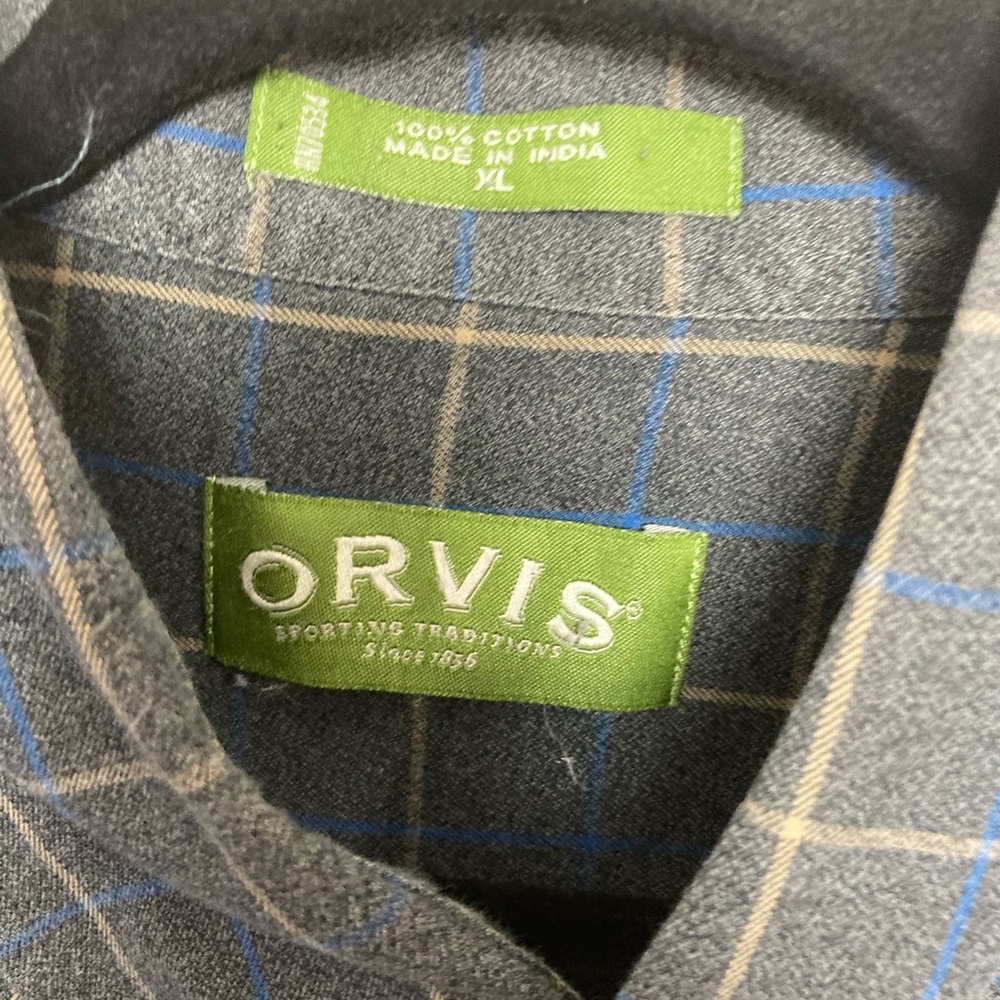 Orvis Gray Grid Pattern Long Sleeve Button Down S… - image 3